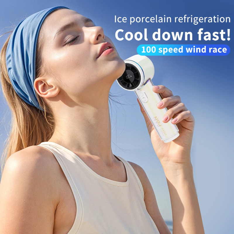 Handheld Fan 3000Mah Rechargeable 100-Level Speed Adjustable Desktop Fan Cooling