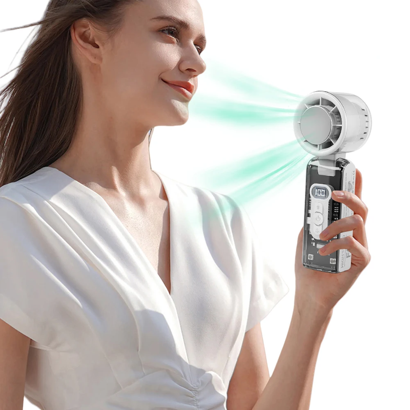 High Speed Turbo Fan with LED Light Rechargeable Foldable Personal Cooling Fan L