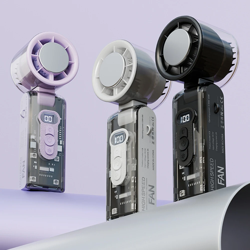 High Speed Turbo Fan with LED Light Rechargeable Foldable Personal Cooling Fan L