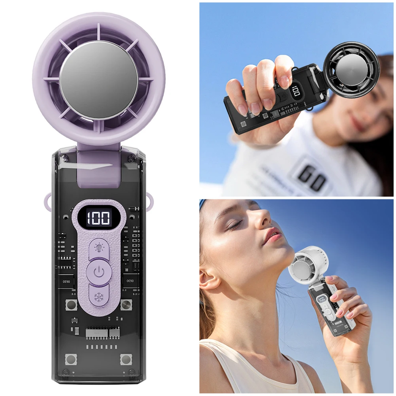 High Speed Turbo Fan with LED Light Rechargeable Foldable Personal Cooling Fan L