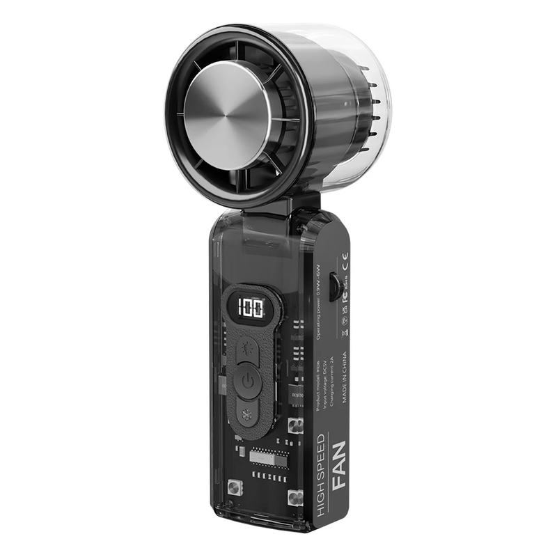 High Speed Turbo Fan with LED Light Rechargeable Foldable Personal Cooling Fan L