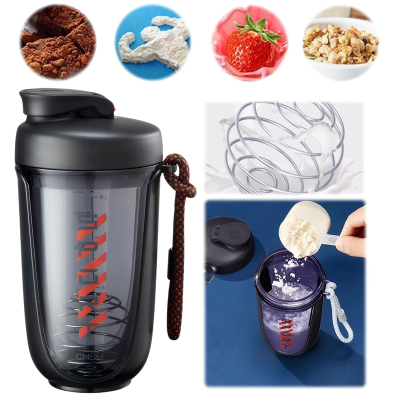 590Ml Sports Shaker Bottles with Shaker Ball Whey Protein Powder Mixer Bottle Le