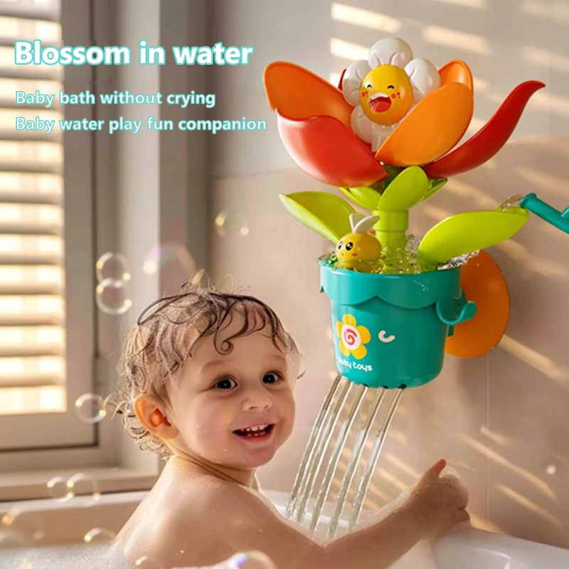 Flower Sprinkler with Watering Can Baby Funny Water Game with Suction Cup Bloomi
