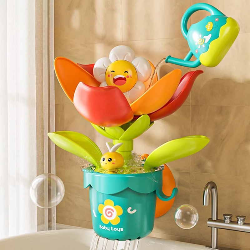 Flower Sprinkler with Watering Can Baby Funny Water Game with Suction Cup Bloomi