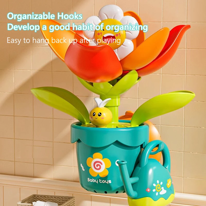 Flower Sprinkler with Watering Can Baby Funny Water Game with Suction Cup Bloomi