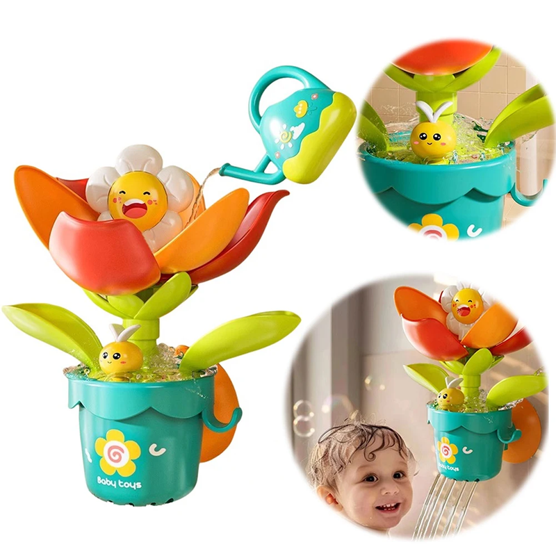 Flower Sprinkler with Watering Can Baby Funny Water Game with Suction Cup Bloomi