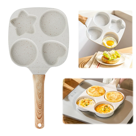 4-Cup Medical Stone Frying Pan Non-Slip Fried Egg Pan Wear Resist Divided Omelet