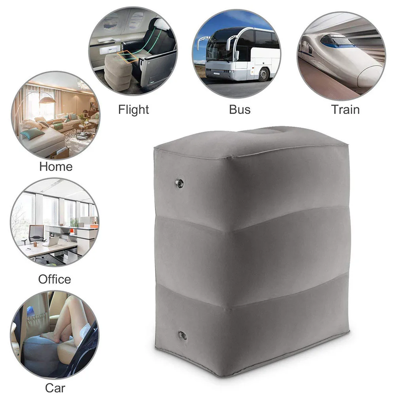 Inflatable Blow-Up Pillow Cushion Adjustable Height Footrest Pillow Travel Foot