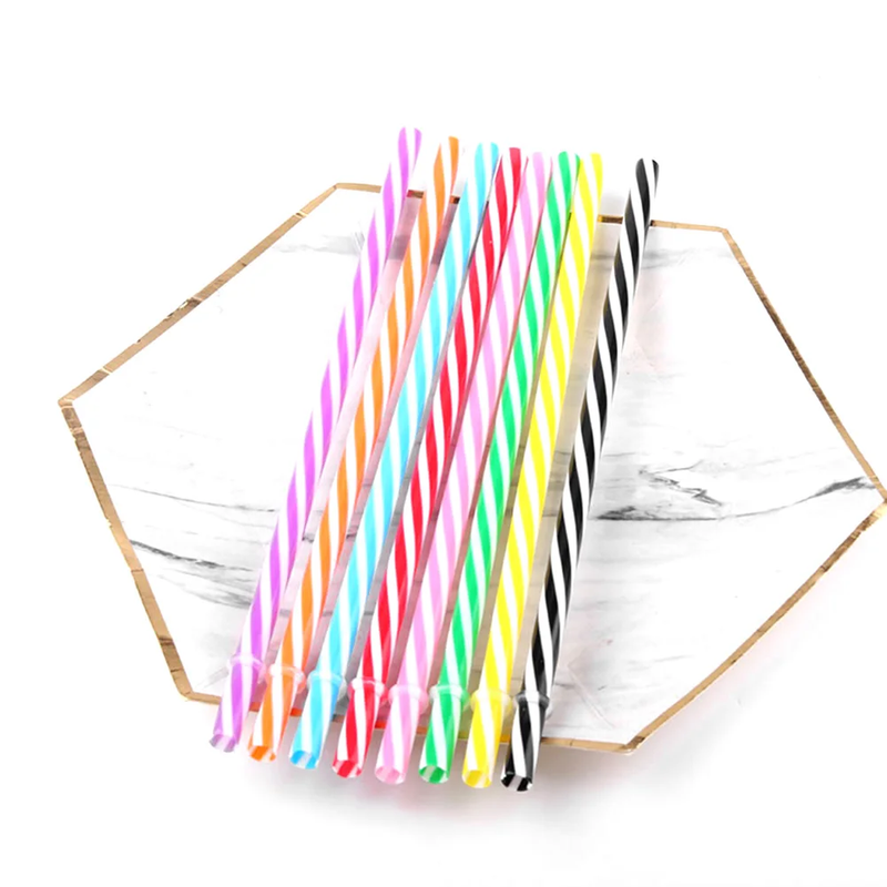 100Pcs Cocktail Straw with Straw Brush Flexible Plastic Straw Colored Drinking S