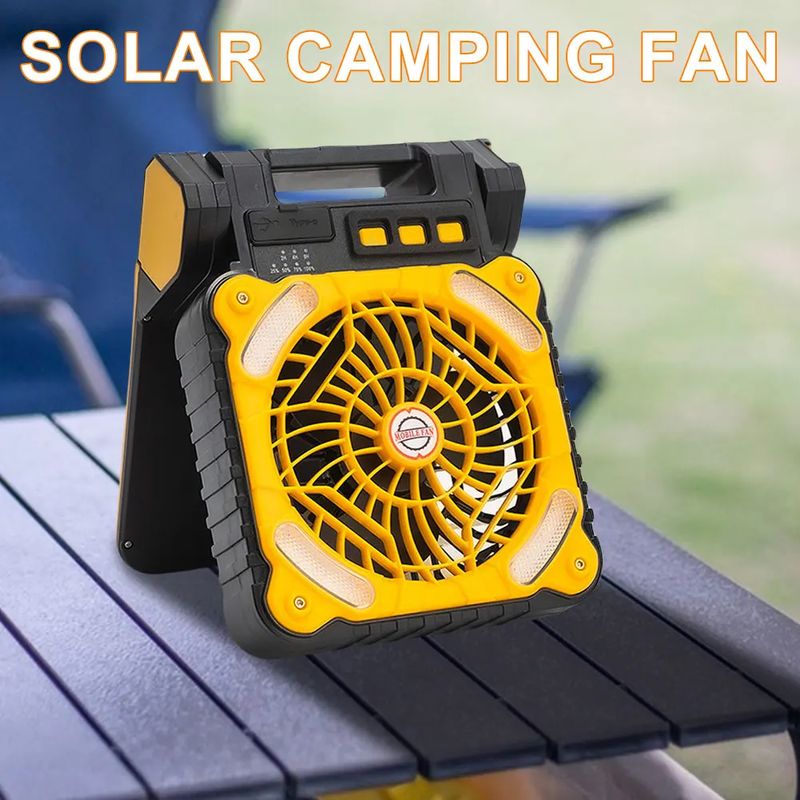 Solar Outdoor Camping Fan with LED Light 5200Mah Solar Portable Electric Fan Sol