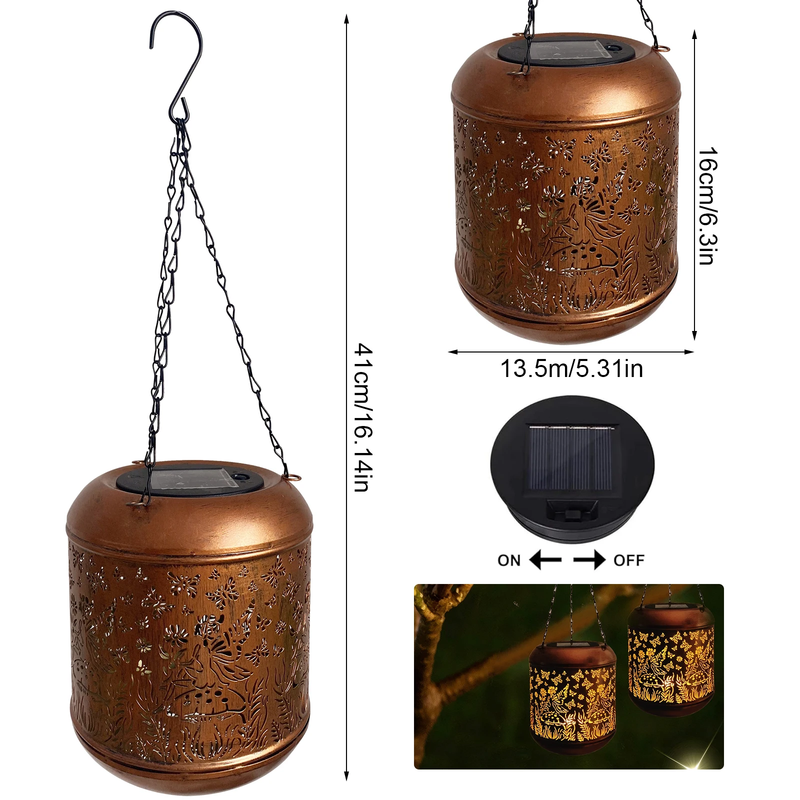 LED Solar Lantern IP65 Waterproof Outdoor Hanging Light Warm Light Landscape Dec