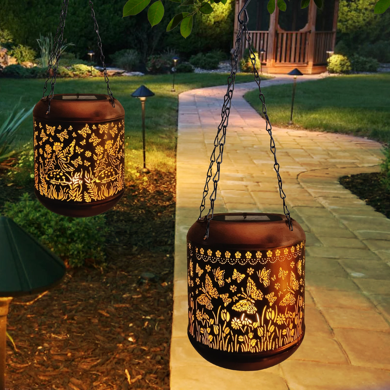 LED Solar Lantern IP65 Waterproof Outdoor Hanging Light Warm Light Landscape Dec