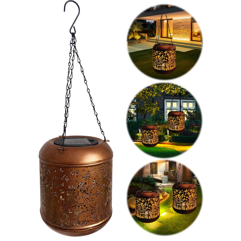 LED Solar Lantern IP65 Waterproof Outdoor Hanging Light Warm Light Landscape Dec