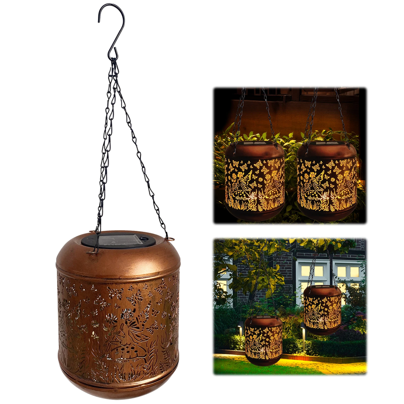 LED Solar Lantern IP65 Waterproof Outdoor Hanging Light Warm Light Landscape Dec
