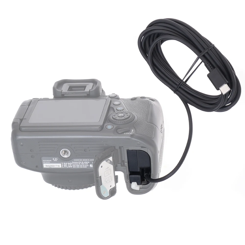 LP-E6 Dummy Battery+Type-C Power Supply Interface Straight Line (50CM) (300CM) S