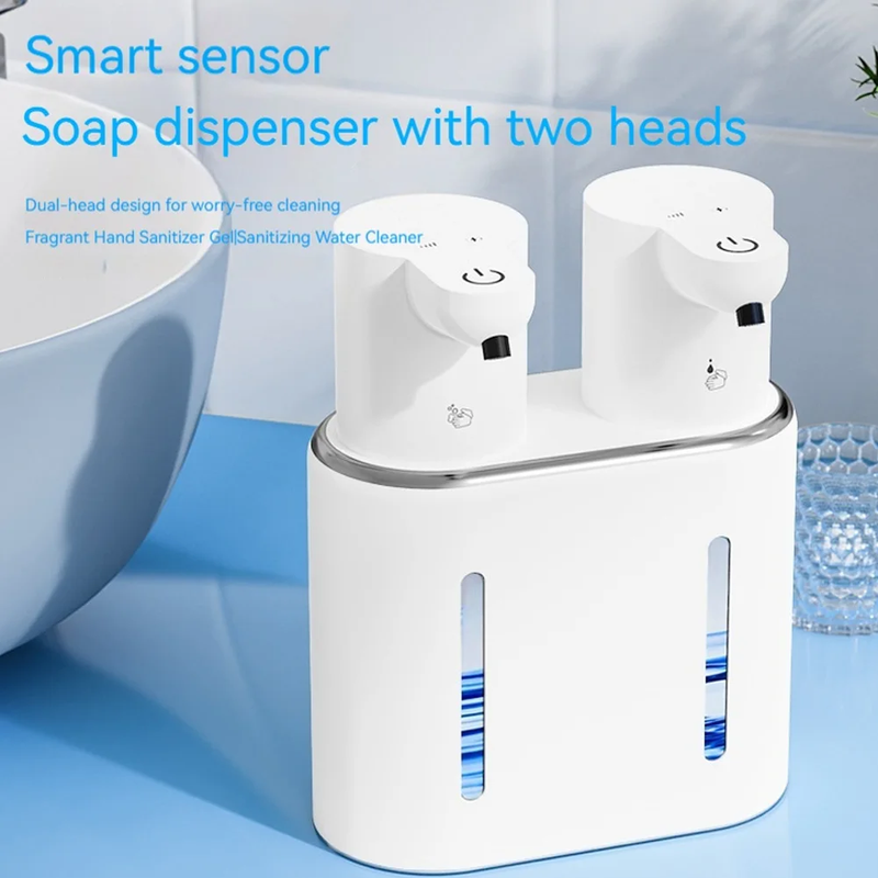Double Head Automatic Soap Dispenser USB Rechargeable Dish Soap Dispenser Hands