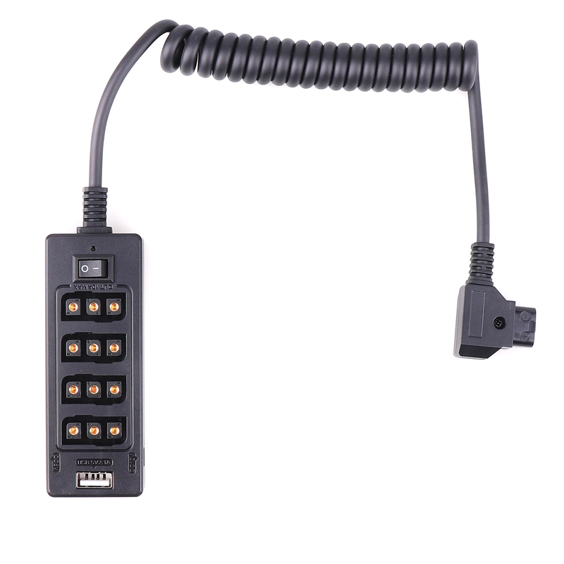 Male D-Tap to 4 Female D-Tap 2 DC USB Output Power Cable Distributor Splitter Hu