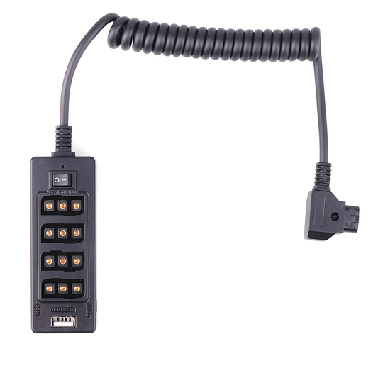 Male D-Tap to 4 Female D-Tap 2 DC USB Output Power Cable Distributor Splitter Hu