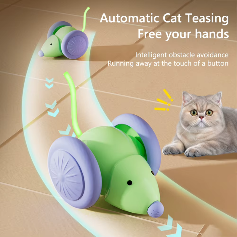 Rechargeable Pet Toys Electric Mouse Car Interactive Cat Toys with Intelligent O