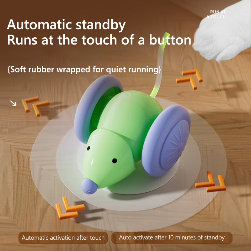 Rechargeable Pet Toys Electric Mouse Car Interactive Cat Toys with Intelligent O