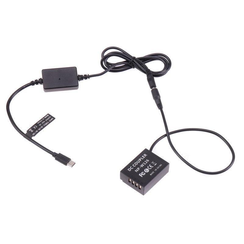 NP-W126 Dummy Battery Adapter +Type C Cable for Fujifilm X-S10 XT1 XT2 XT3 XT10