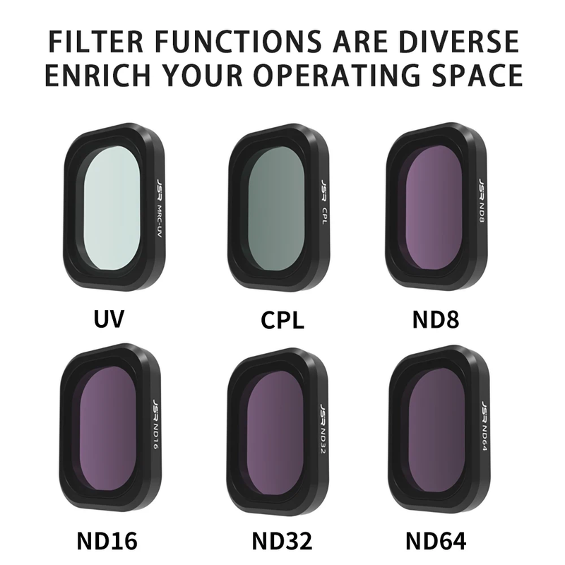 Sports Camera Filter Set for DJI Osmo Pocket 3 UV CPL ND/PL Black Mist 1/8 Adjus