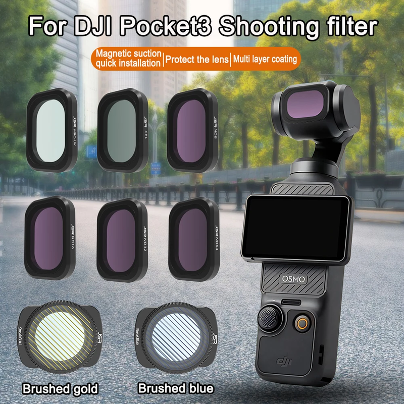 Sports Camera Filter Set for DJI Osmo Pocket 3 UV CPL ND/PL Black Mist 1/8 Adjus