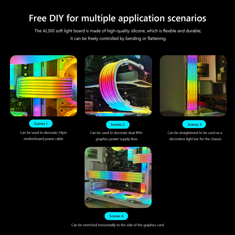 PSU Power Extension Cable 24 Pin Motherboard 5V ARGB Power Cable for PC Case Cha