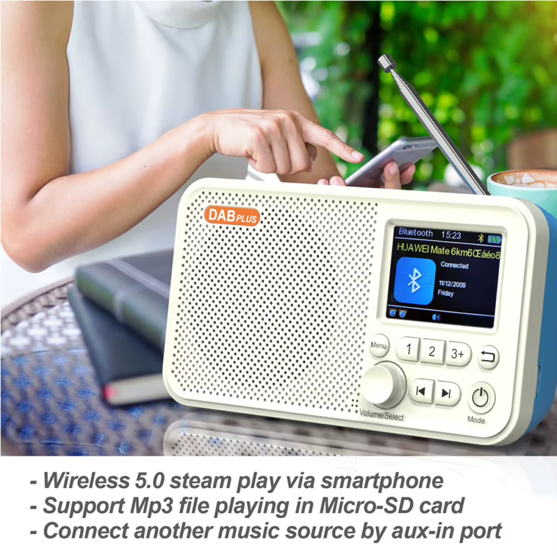 C10 Digital Desk Alarm Clock DAB DAB+ FM Bluetooth Broadcasting Radio 2.4Inch Co