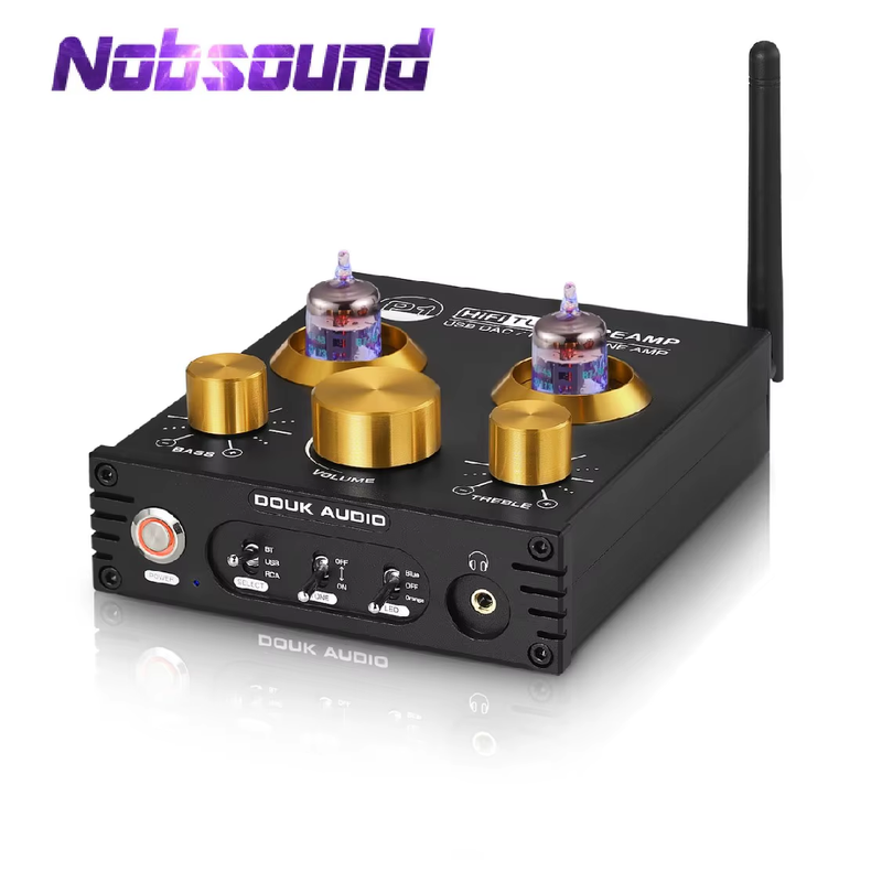 Nobsound Hifi Bluetooth 5.0 JAN 5654 Valve Tube Preamp Bass Preamplifier Stereo
