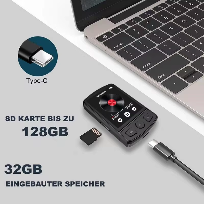 Portable MP3 Player with Clip Hifi Sound Bluetooth 5.2 1.8 Inch Screen FM Radio