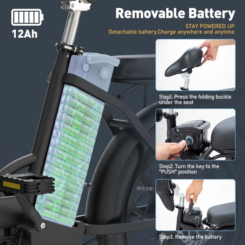 Electric Bike 20'' Fat Tire Ebikes 250W 36V E Bike 35-90KM Electric Folding Bike