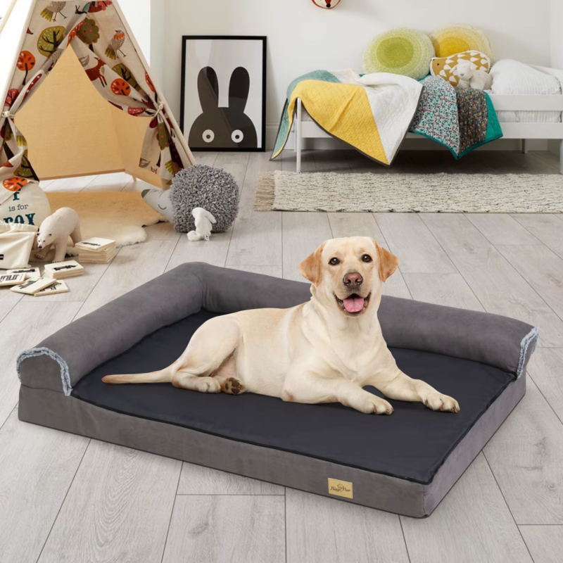 Bigngopaw Heavy Duty Dog Bed for Large Medium Super Soft L-Shape Pet Calming Bed