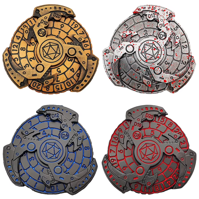 7 in 1 Fingertip Gyro Style Dnd Metal Dice Metal Dnd Dice with D&D Dice Box DND