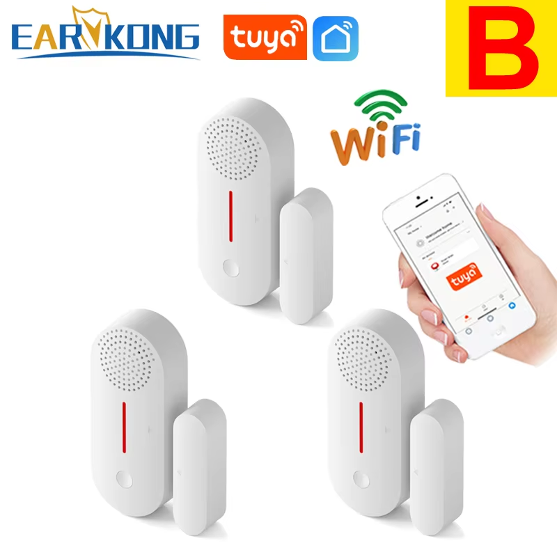 Wifi Door Window Sensor Wifi Security Alarm Door Open Closed Detectors Sound 0-1