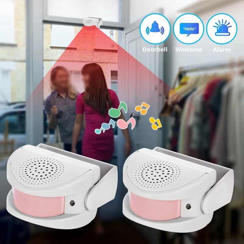 M5 32 Songs Wireless PIR Motion Sensor Door Bell Shop Visitor Alert Chime Alarm