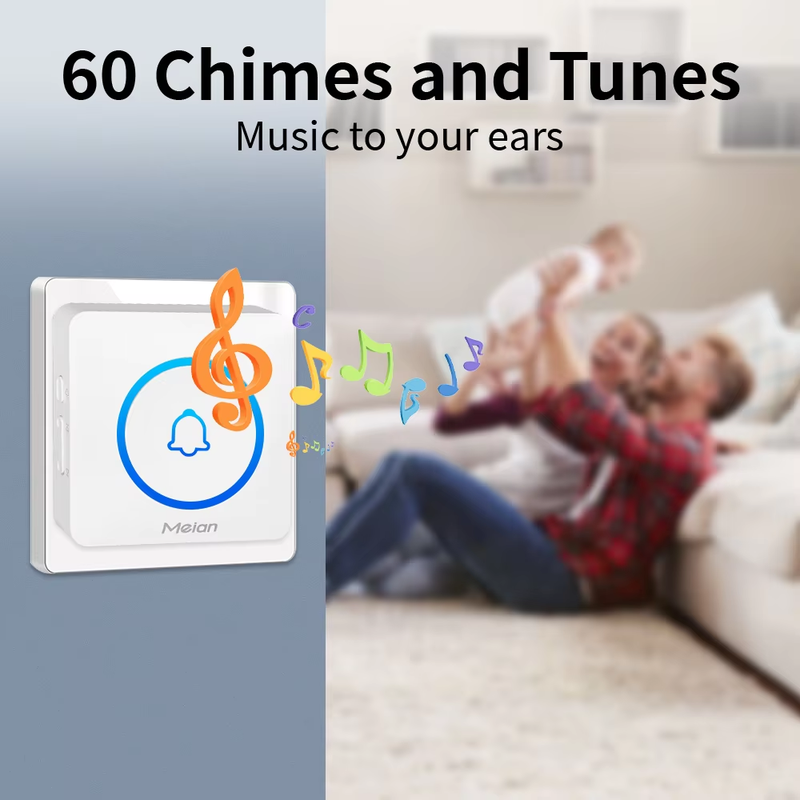 IP65 Waterproof Wireless Doorbell Smart Home Outdoor Door Bell 60 Ringtone 5 Vol