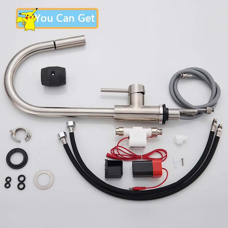 Smart Touch Kitchen Faucet Black Pull Out Sensor Faucets Black/Nickel 360 Rotati