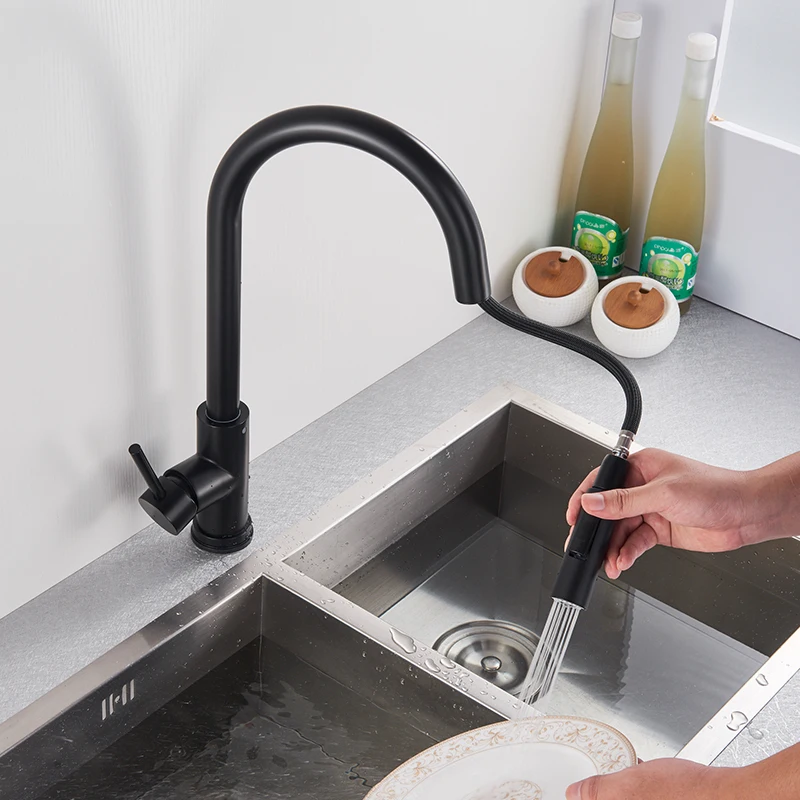 Smart Touch Kitchen Faucet Black Pull Out Sensor Faucets Black/Nickel 360 Rotati