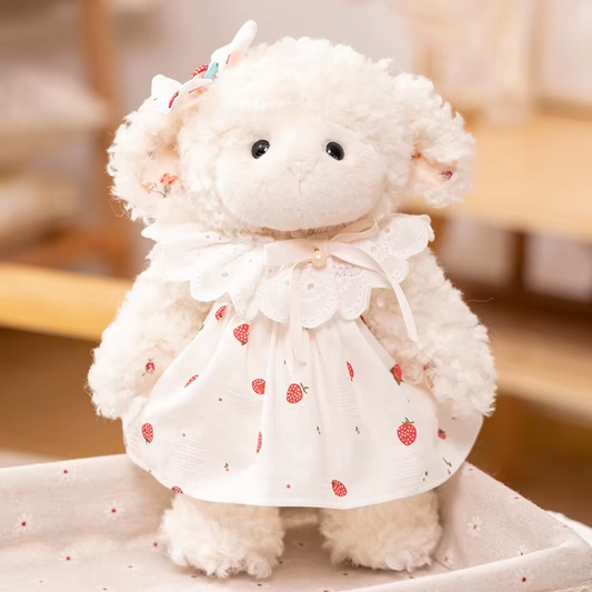 28CM Lovely Cartoon Princess Sheep Plush Doll Kawaii Fluffy Sheep Doll Wearing B