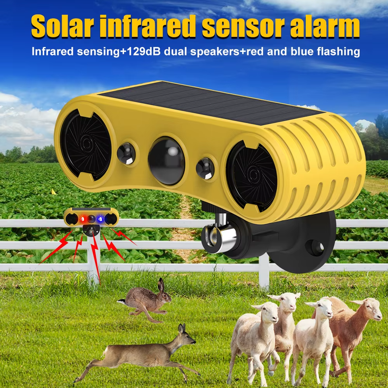 Solar Powered Alarm Strobe Light with Motion Sensor Alarm Human Body Induction I