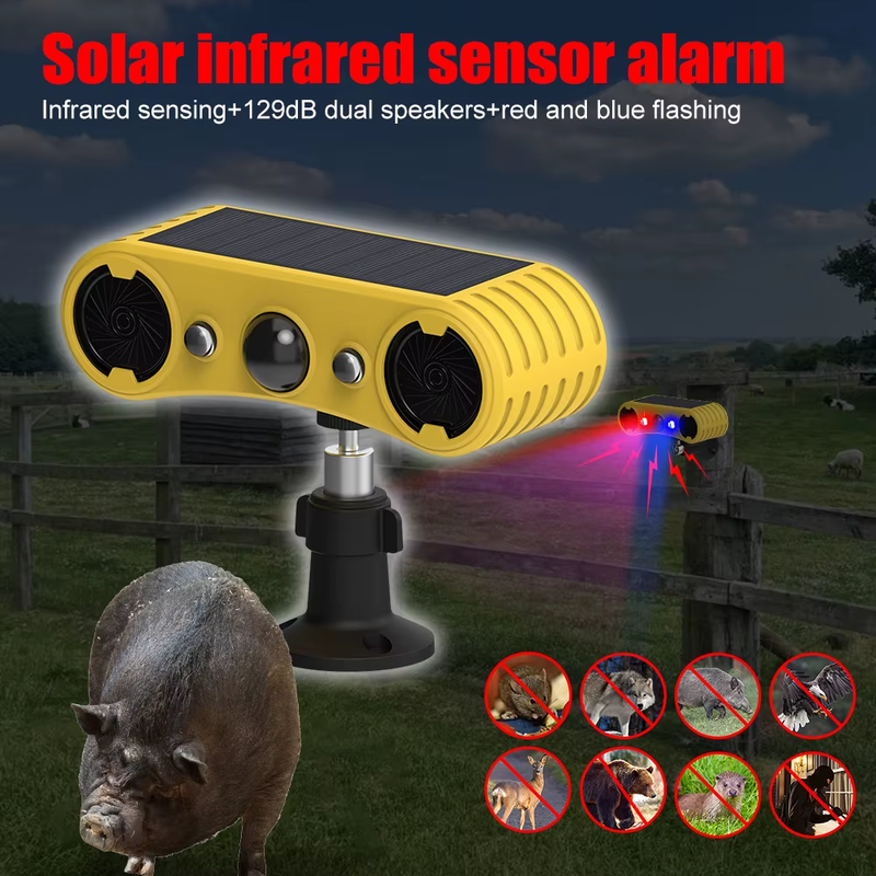 Solar Powered Alarm Strobe Light with Motion Sensor Alarm Human Body Induction I