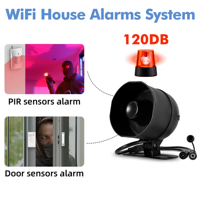 120Db Siren Alarm Tuya Smart Wifi Loudly Speaker Alarm System with Door Window S
