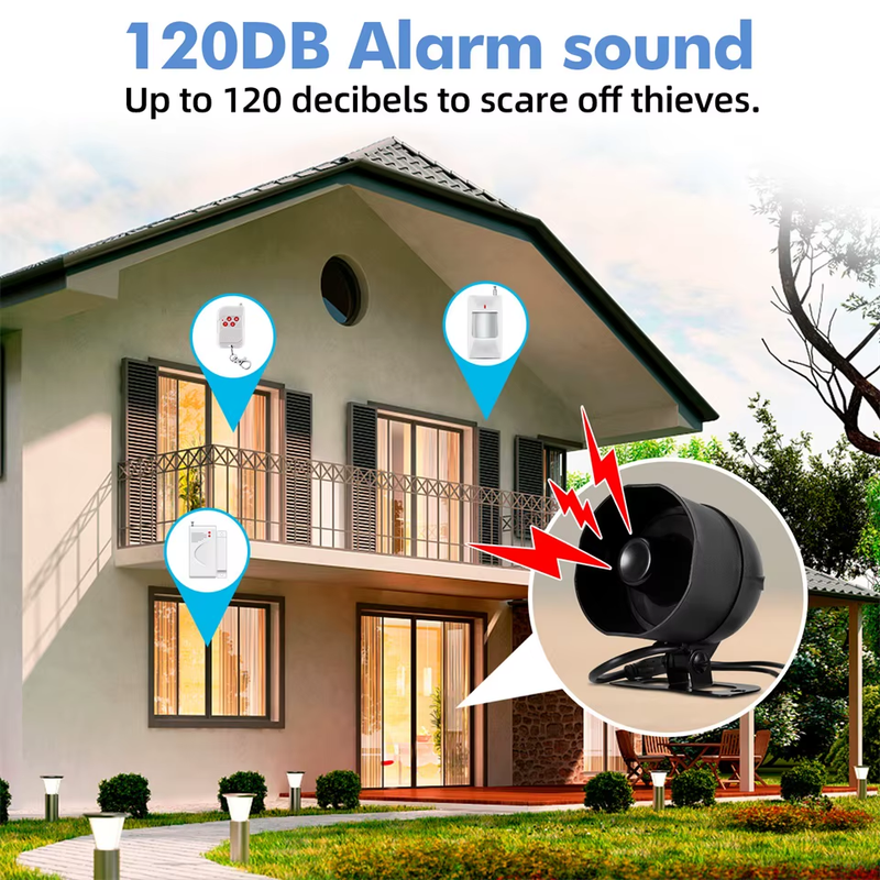 120Db Siren Alarm Tuya Smart Wifi Loudly Speaker Alarm System with Door Window S