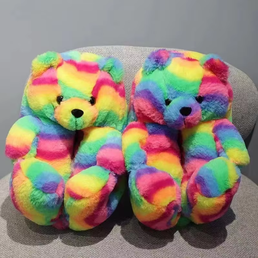Cartoon Bear Cotton Slippers Warm Cute Teddy Bear Slippers Oversize Indoor Home