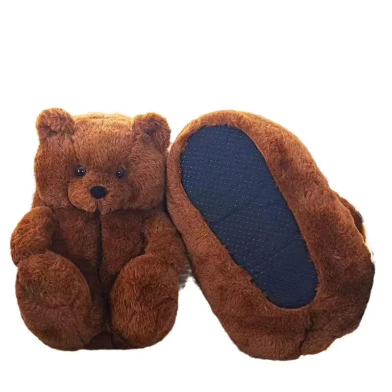 Cartoon Bear Cotton Slippers Warm Cute Teddy Bear Slippers Oversize Indoor Home