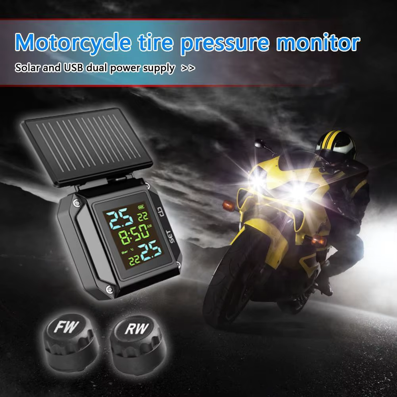 Solar Charging Tire Pressure Detector LCD Colorful Display Tire Pressure Alarm M