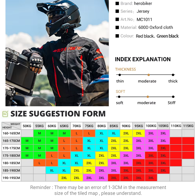 HEROBIKER Motorcycle Jacket Waterproof Motorcycle Suit Racing Jacket Protections