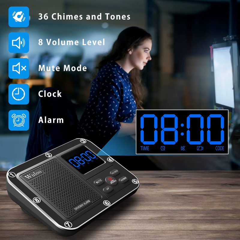 Wuloo 1800Ft Range Solar Powered Driveway Alarm Wireless Motion Infrared Sensor