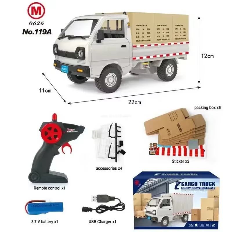 1:10/1:16 Wpl D12 Rc Car Simulation Drift Climbing Truck Led Light Cargo Rc Elec